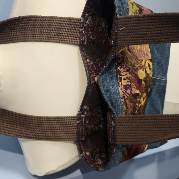 NWT handmade upcycled denim shoulder tote bag - Picture 3 of 6